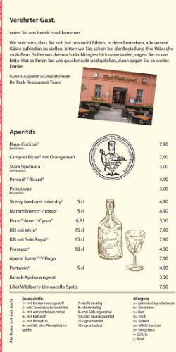 Carte des apéritifs