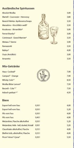 Spiritueux étrangers, boissons mix (long drinks) et bières