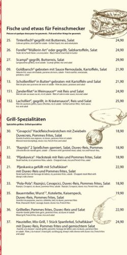 Poissons, suggestions gourmandes et spécialités au grill