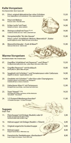 Entrées froides Entrées chaudes Soupes