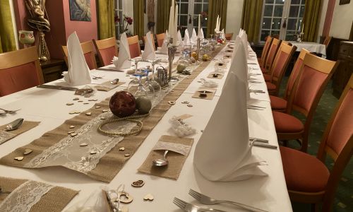 Park Restaurant Rastatt side room, set table for groups.